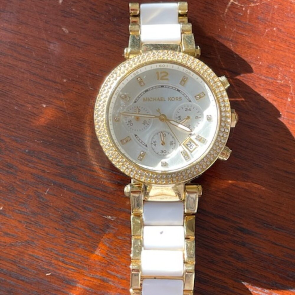 Michael Kors Gold and white ceramic watch